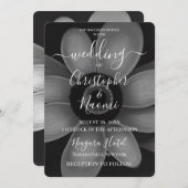 独自のシンプルB&Wレトロ花を作成 招待状 (正面/裏面)