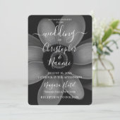 独自のシンプルB&Wレトロ花を作成 招待状 (スタンド正面)