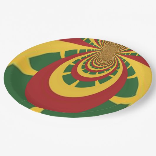 独自のジャマイカラスタカラー赤金ゴールド緑の作成 ペーパープレート (アングル)