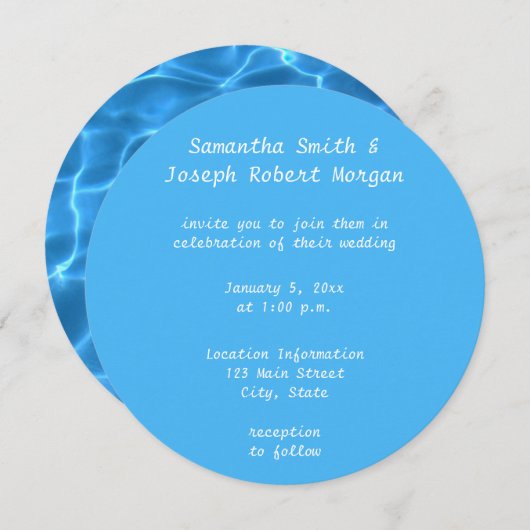 独自のスイミングプールサークルの写真を結婚作成 招待状 (正面/裏面)