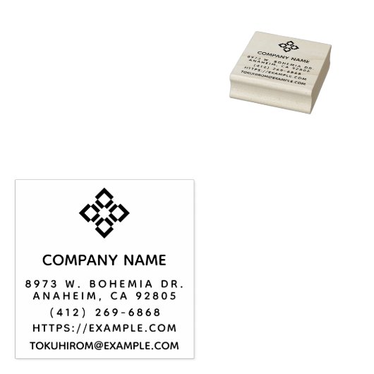 独自のスクエア会社名を作成する ラバースタンプ (押印)