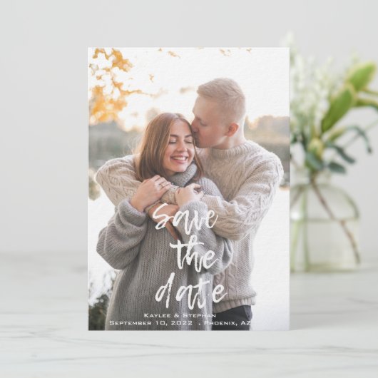 独自のスクリプトスタイリッシュ写真のパーソナライズされた作成 セーブザデート (スタンド正面)