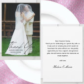 独自のスクリプモダントシンプル写真の結婚作成 サンキューカード