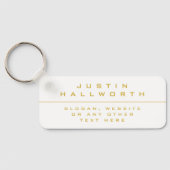 独自のスタイルを持つ白と金ゴールド キーホルダー (裏面)