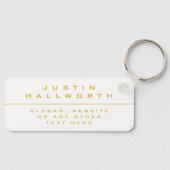 独自のスタイルを持つ白と金ゴールド キーホルダー (正面)