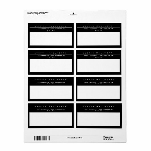 独自のスタイルを持つ黒と白のグレーフレーム ラベル (フルシート)