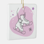 独自のスターリーアイススケートのピンクのクリスマスを作成 セラミックオーナメント (右)