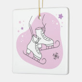独自のスターリーアイススケートのピンクのクリスマスを作成 セラミックオーナメント (左)