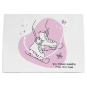 独自のスターリーアイススケートのピンクのクリスマスを作成 ラージペーパーバッグ (正面)