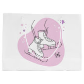 独自のスターリーアイススケートのピンクのクリスマスを作成 ラージペーパーバッグ (裏面)