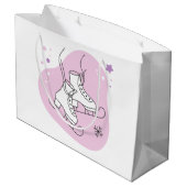 独自のスターリーアイススケートのピンクのクリスマスを作成 ラージペーパーバッグ (裏面アングル)