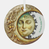 独自のスチームパンクビクトリアン三日月を作成 ガラスオーナメント (正面)