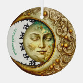 独自のスチームパンクビクトリアン三日月を作成 ガラスオーナメント (裏面)