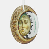 独自のスチームパンクビクトリアン三日月を作成 ガラスオーナメント (正面左)