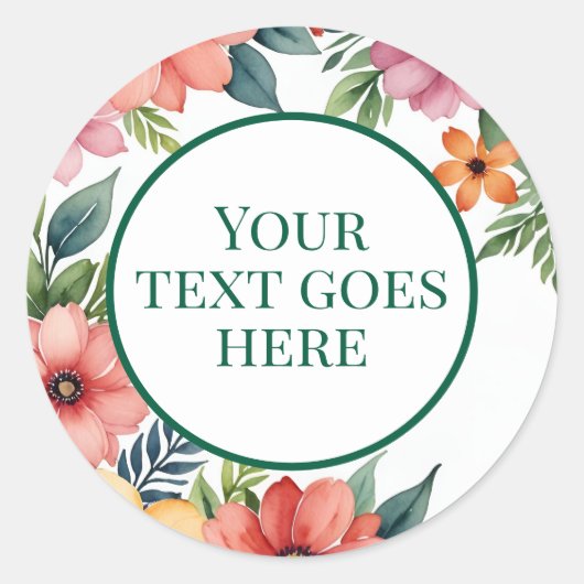 独自のステッ結婚クを作成するCOLORフラワーユーカリ ラウンドシール (正面)