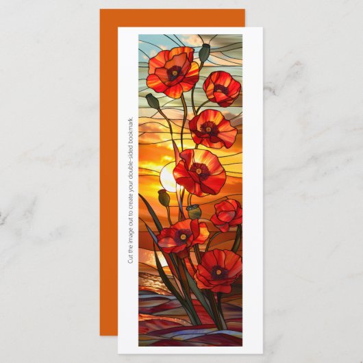 独自のステンドグラスのケシのブックマークを作成 (正面/裏面)
