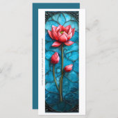 独自のステンドグラスのピンクのロータスブックマークを作成 (正面/裏面)