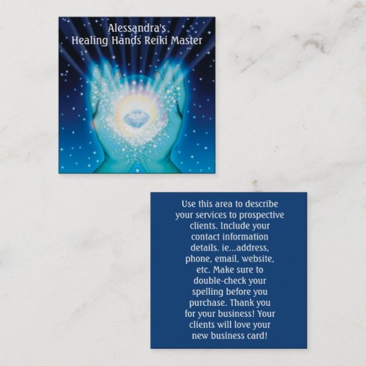 独自のスピリチュアルヒーリングハンドの作成 スクエア名刺 (正面/裏面)