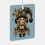 独自のスプーンな魔法のクリスマス格言を作成 メタルオーナメント (正面右)