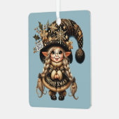 独自のスプーンな魔法のクリスマス格言を作成 メタルオーナメント (正面左)