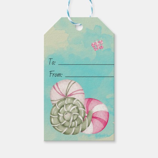 独自のスペアミントキャンディーウォームクリスマスを作成 ギフトタグ (正面)