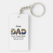 独自のスポーツパパフォトコラージュを作成するスイムパパ キーホルダー (裏面)