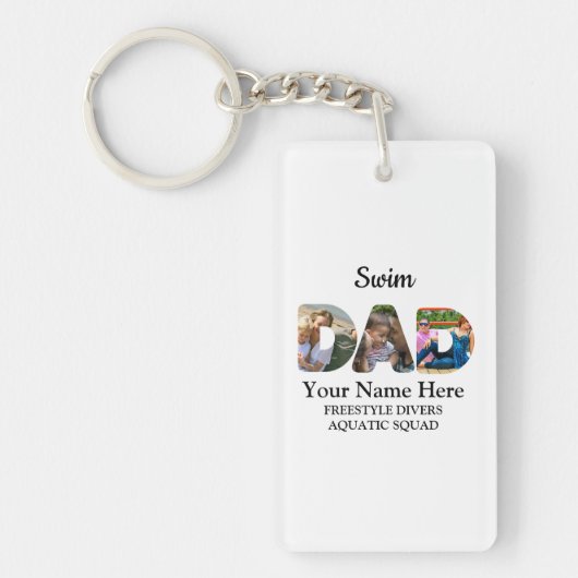 独自のスポーツパパフォトコラージュを作成するスイムパパ キーホルダー (正面)
