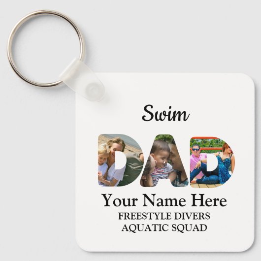 独自のスポーツパパフォトコラージュを作成するスイムパパ キーホルダー (正面)