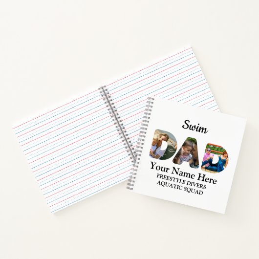 独自のスポーツパパフォトコラージュを作成するスイムパパ ノートブック (内部)