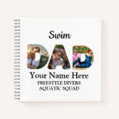 独自のスポーツパパフォトコラージュを作成するスイムパパ ノートブック (正面)