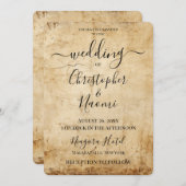 独自のセピアヴィンテージ素朴紙 招待状 (正面/裏面)