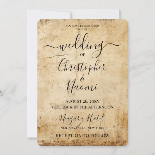 独自のセピアヴィンテージ素朴紙 招待状 (正面)