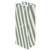 独自のセージ緑の白いパターンを作成ストライプのする ワインギフトバッグ (裏面アングル)