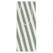 独自のセージ緑の白いパターンを作成ストライプのする ワインギフトバッグ (裏面)