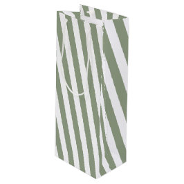 独自のセージ緑の白いパターンを作成ストライプのする ワインギフトバッグ