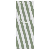 独自のセージ緑の白いパターンを作成ストライプのする ワインギフトバッグ (正面)