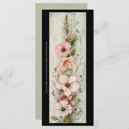 独自のソフトピンクのグラジオラスのブックマークカードを作成 (正面/裏面)