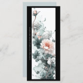 独自のソフトピンクの牡丹ブックマークカードを作成 (正面/裏面)