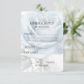 独自のソフトブルーヴィンテージ水カラーバラの作成 出欠カード (スタンド正面)