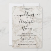 独自のソフトヴィンテージ蝶紙の作成 招待状 (正面)