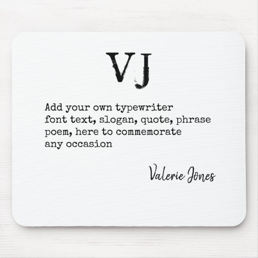 独自のタイプライターの作成フォントモノグラム詩引用文 マウスパッド (正面)