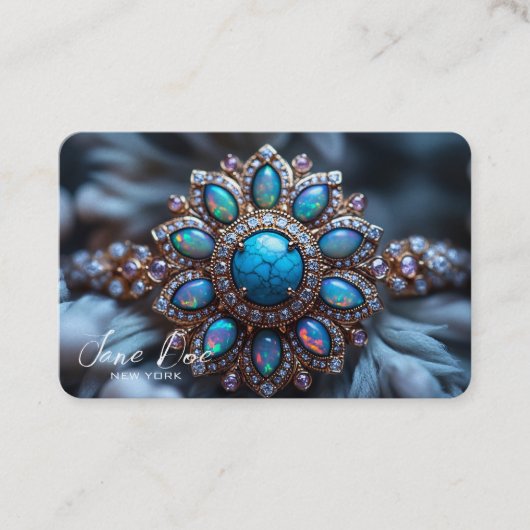 独自のターコイズOpalリングや輪の作成 名刺 (正面)