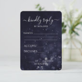 独自のダークインディゴブルーの《写真》ぼけ味水を作成 出欠カード (スタンド正面)