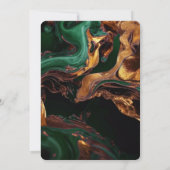 独自のダークグリーン金ゴールド大理石を作成 招待状 (裏面)