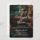 独自のダークグリーン金ゴールド大理石を作成 招待状 (正面)