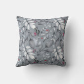 独自のダークグレーエレガントトーンレッドホリーを作成する クッション (裏面)