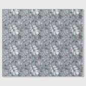 独自のダークグレーエレガントトーンレッドホリーを作成する ラッピングペーパー (フラット)