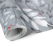 独自のダークグレーエレガントトーンレッドホリーを作成する ラッピングペーパー (ロールコーナー)