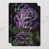 独自のダークパープルカスタムバラの作成 招待状 (正面/裏面)