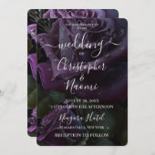 独自のダークパープルバラを作成 招待状 (正面/裏面)